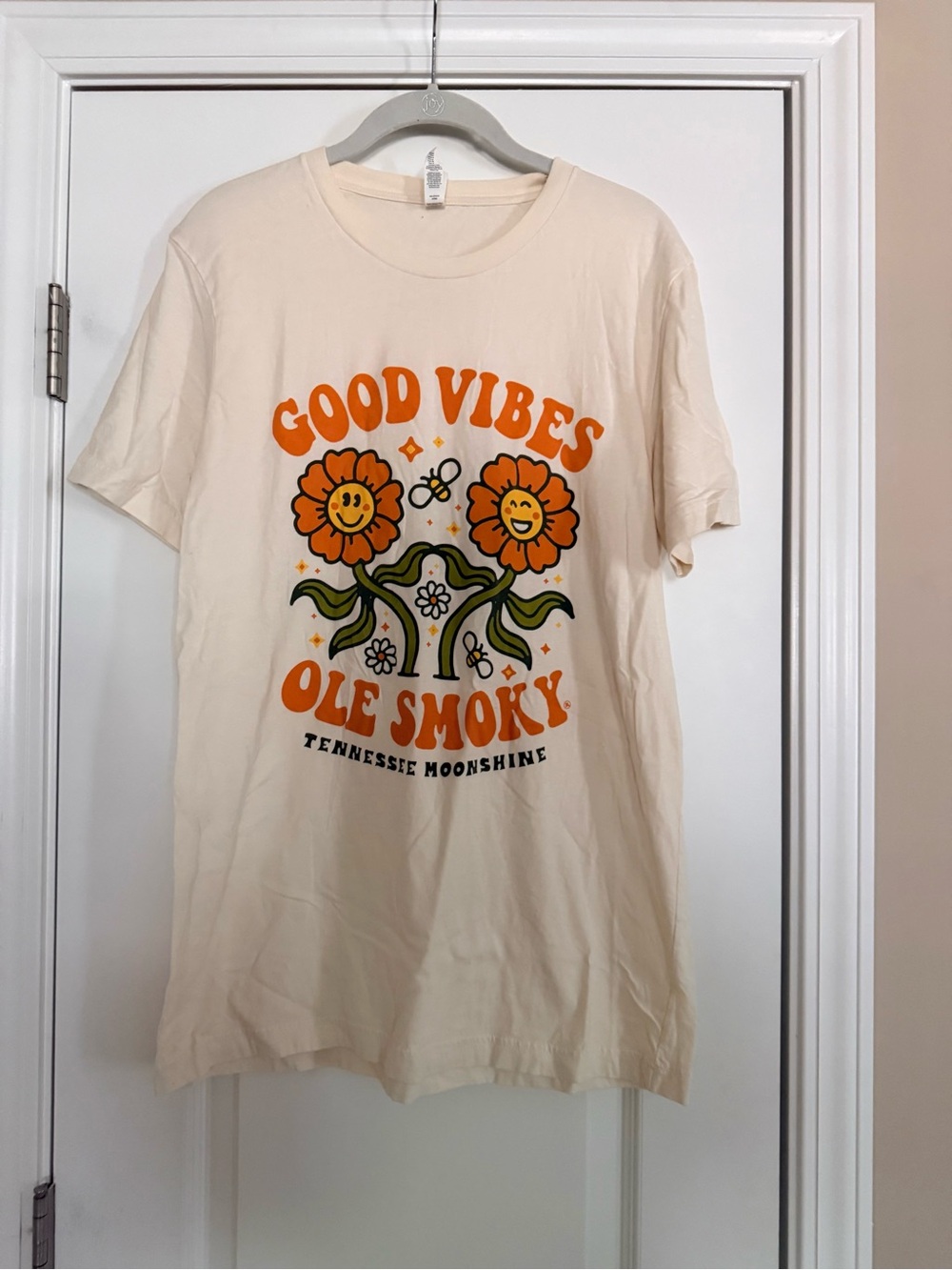Good Vibes Ole Smoky Tennessee Moonshine Graphic Tee - Cream & Orange